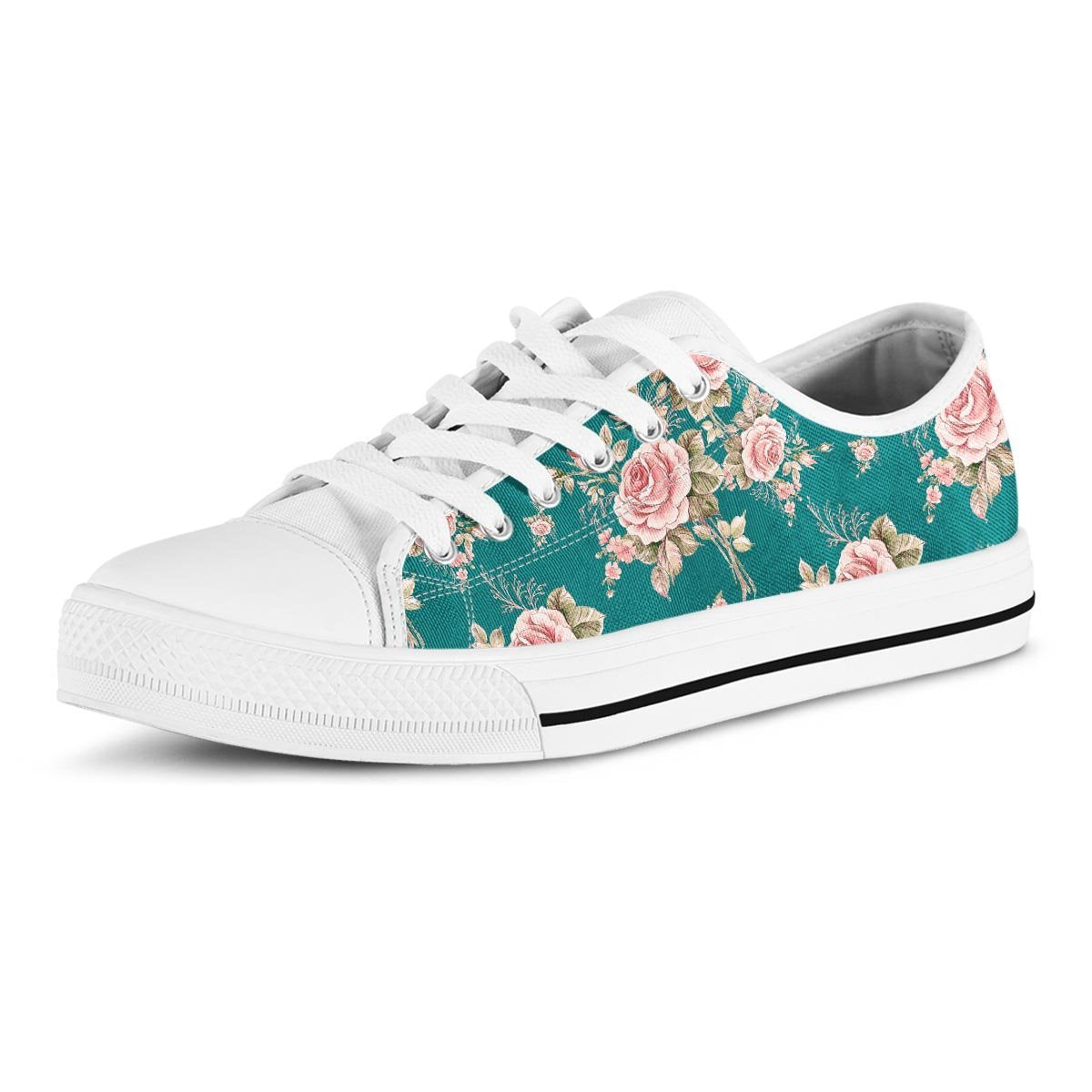 Vintage Watercolor Pink Rose Flower Print Men's Low Top Shoes-grizzshop
