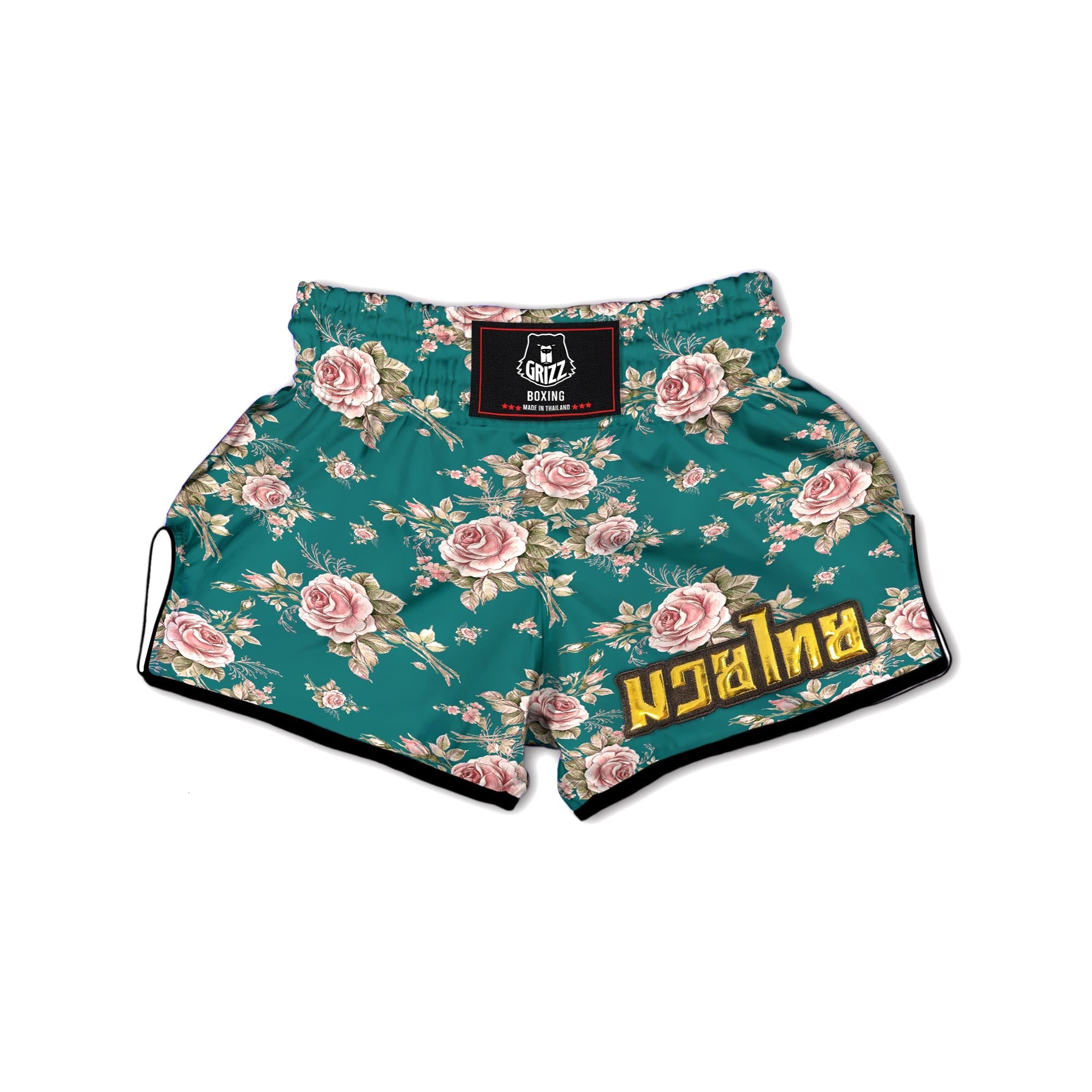 Vintage Watercolor Pink Rose Flower Print Muay Thai Boxing Shorts-grizzshop