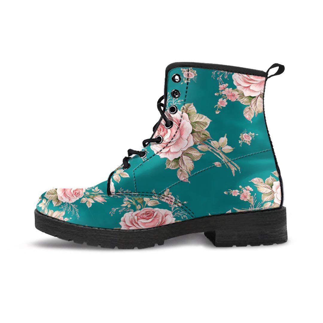 Vintage Watercolor Pink Rose Flower Print Women's Boots-grizzshop