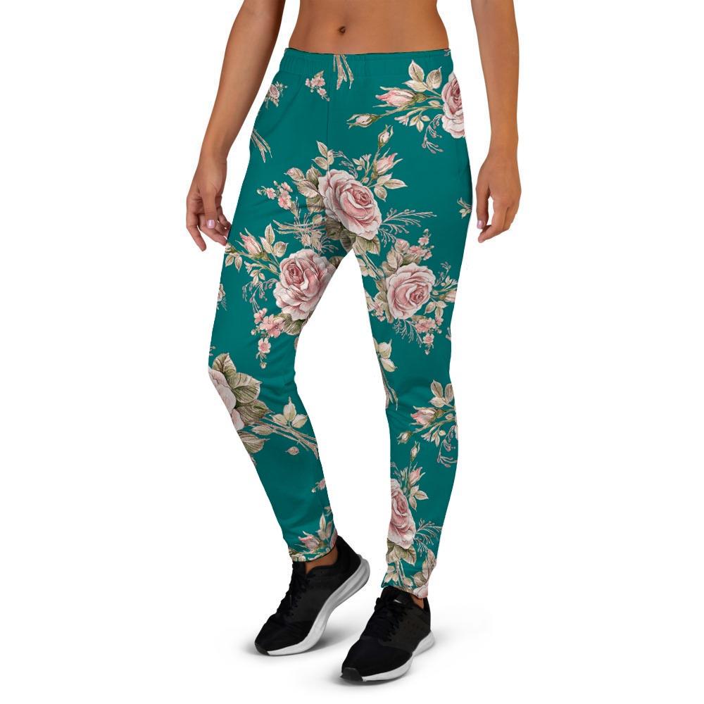 Vintage Watercolor Pink Rose Flower Print Women's Joggers-grizzshop