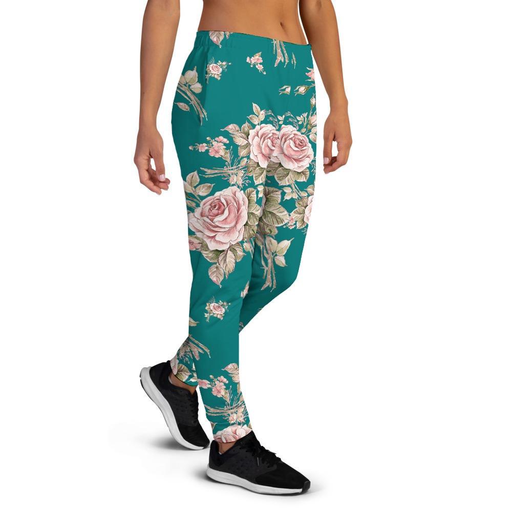 Vintage Watercolor Pink Rose Flower Print Women's Joggers-grizzshop