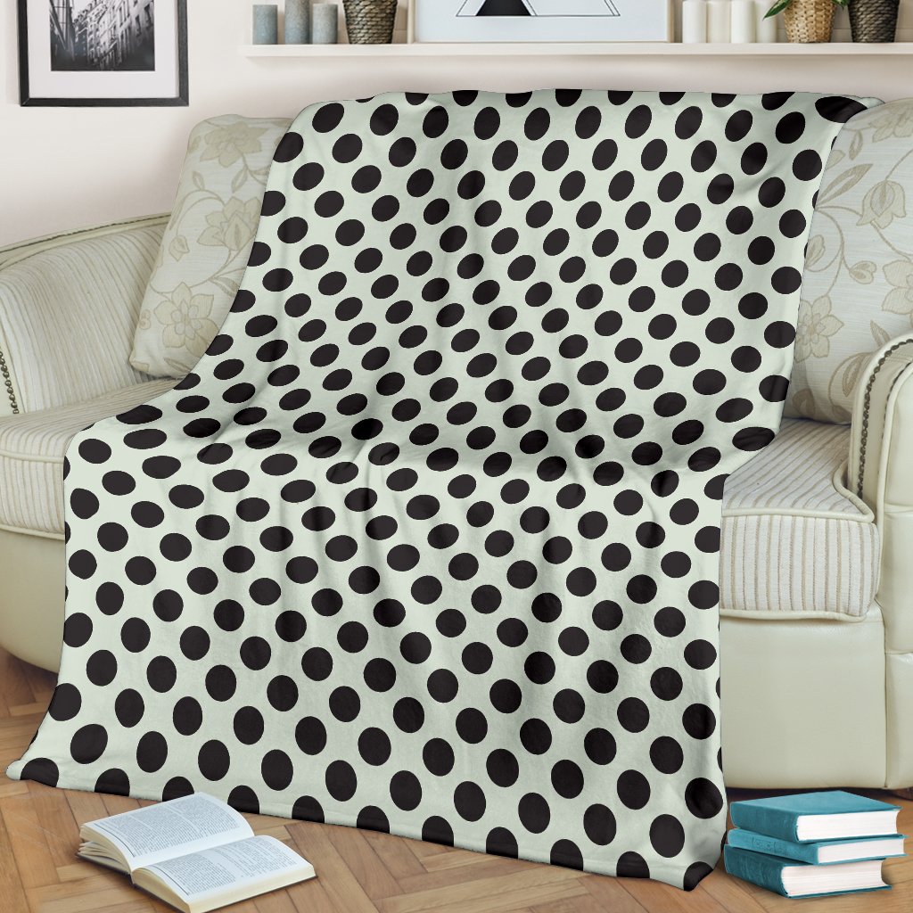 Vintage White Black Polka dot Pattern Print Blanket-grizzshop
