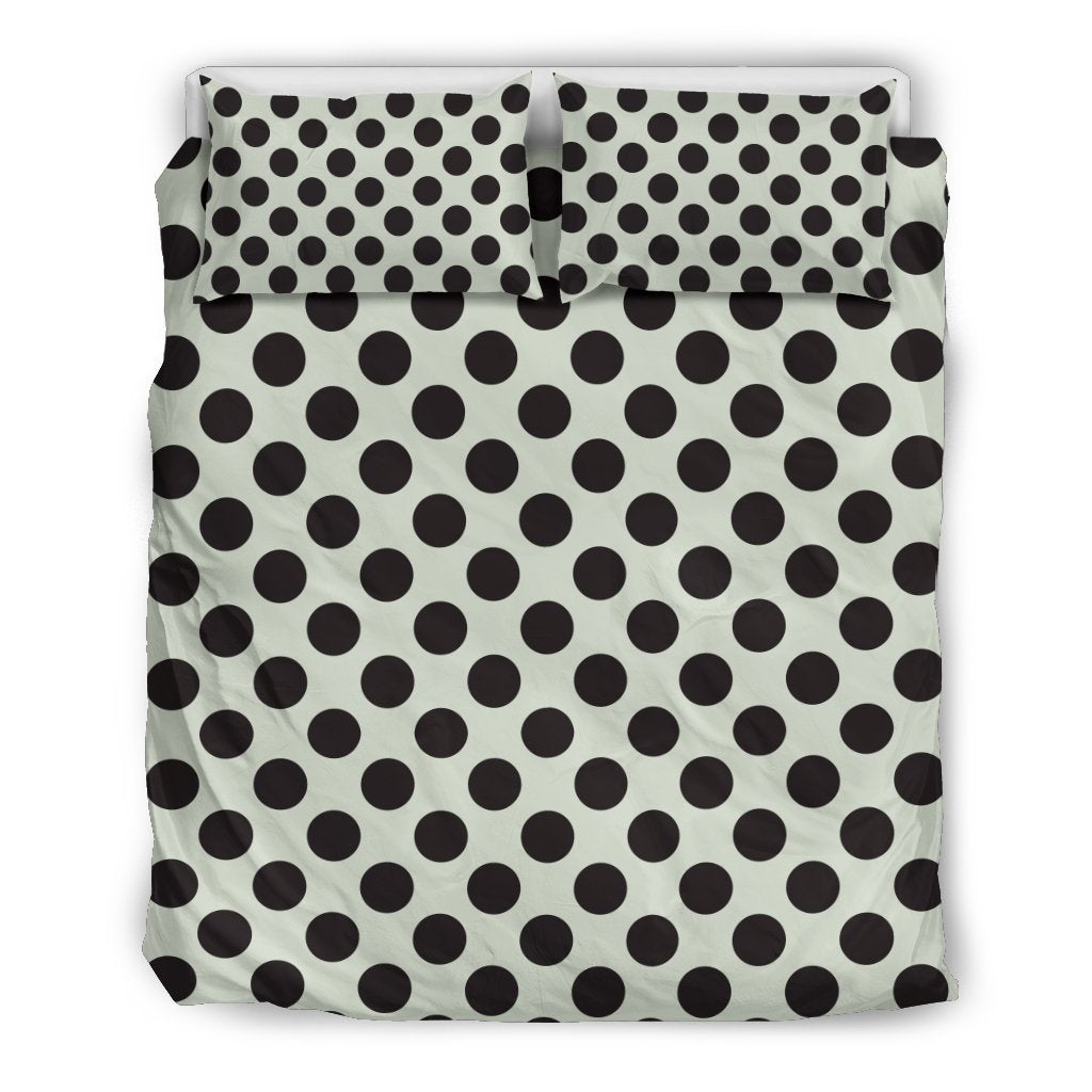 Vintage White Black Polka dot Pattern Print Duvet Cover Bedding Set-grizzshop