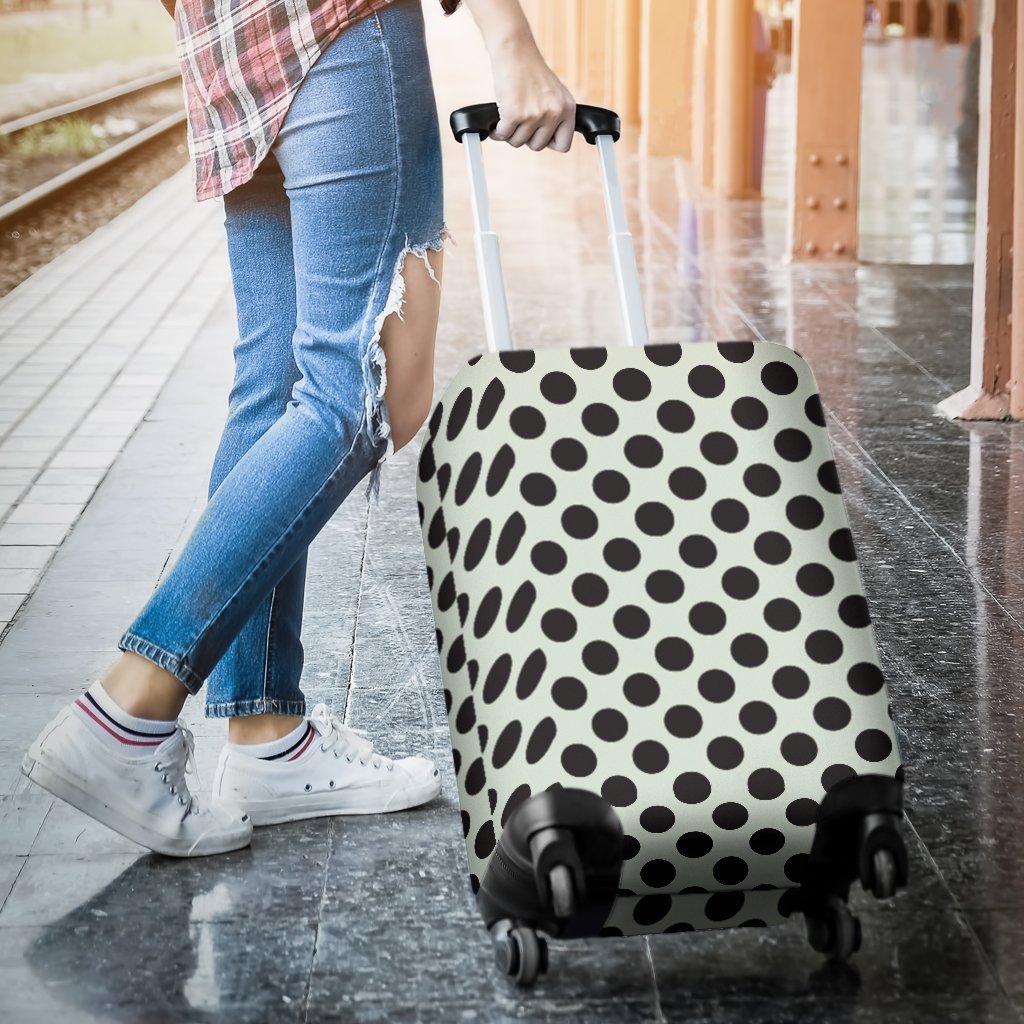 Vintage White Black Polka dot Pattern Print Luggage Cover Protector-grizzshop