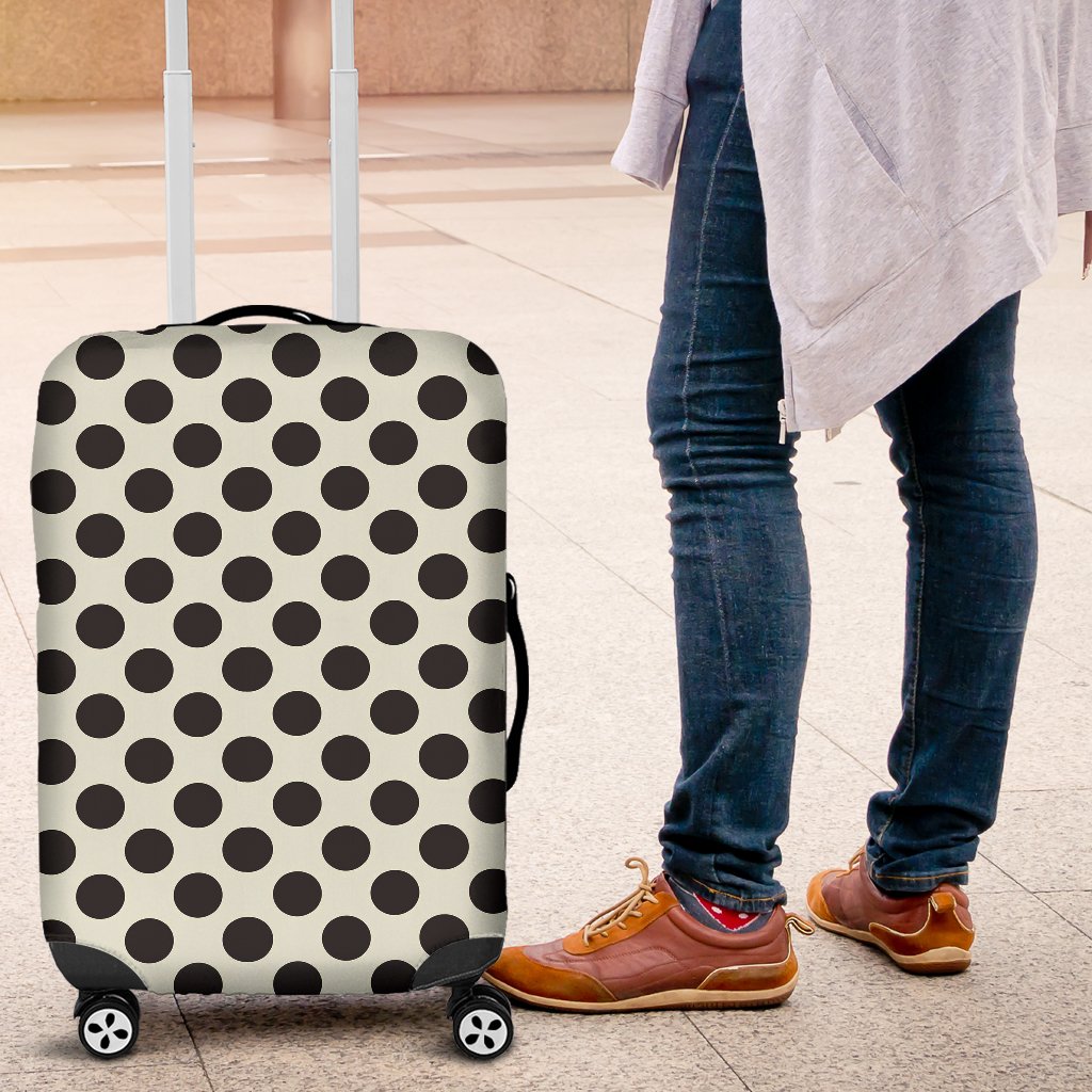 Vintage White Black Polka dot Pattern Print Luggage Cover Protector-grizzshop