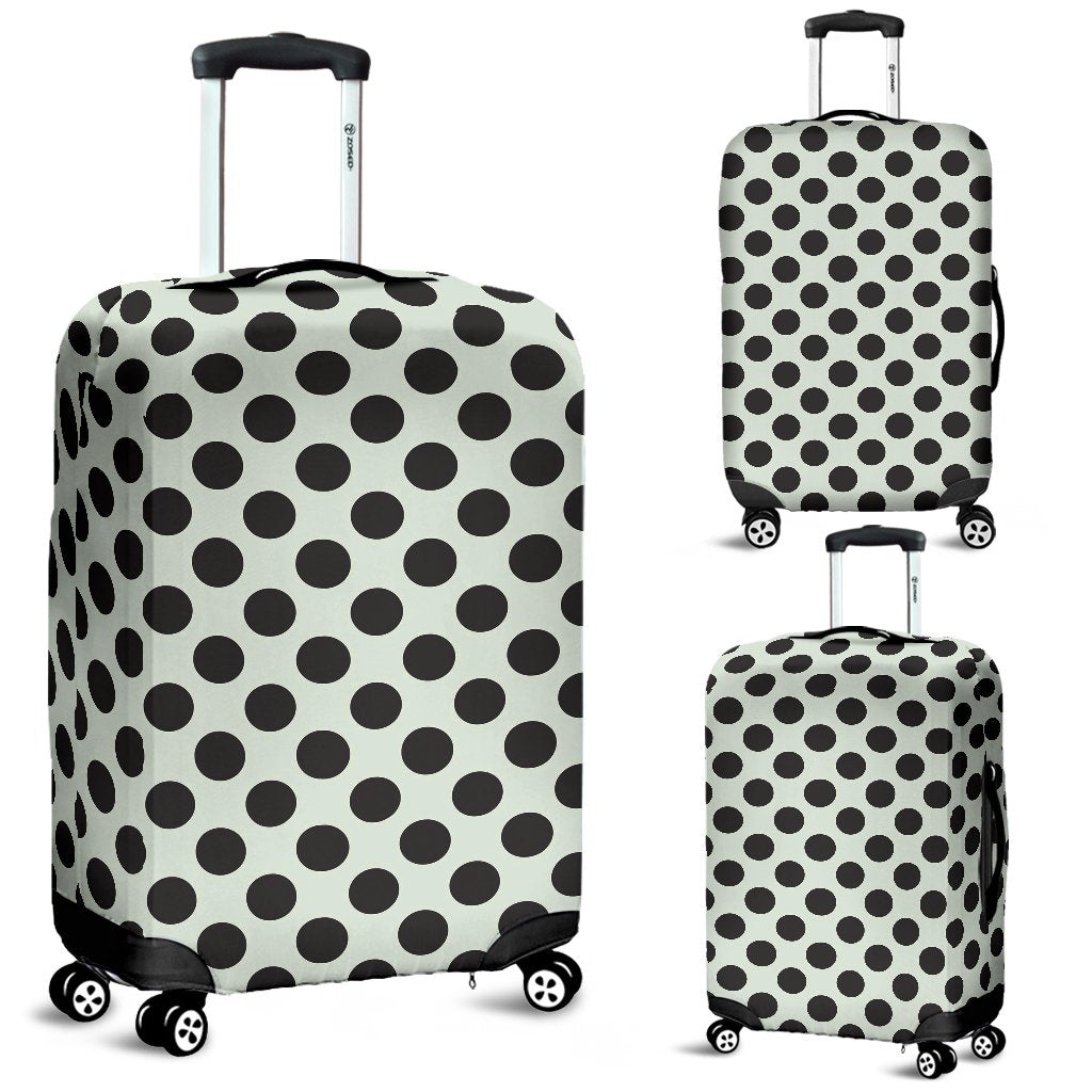 Vintage White Black Polka dot Pattern Print Luggage Cover Protector-grizzshop