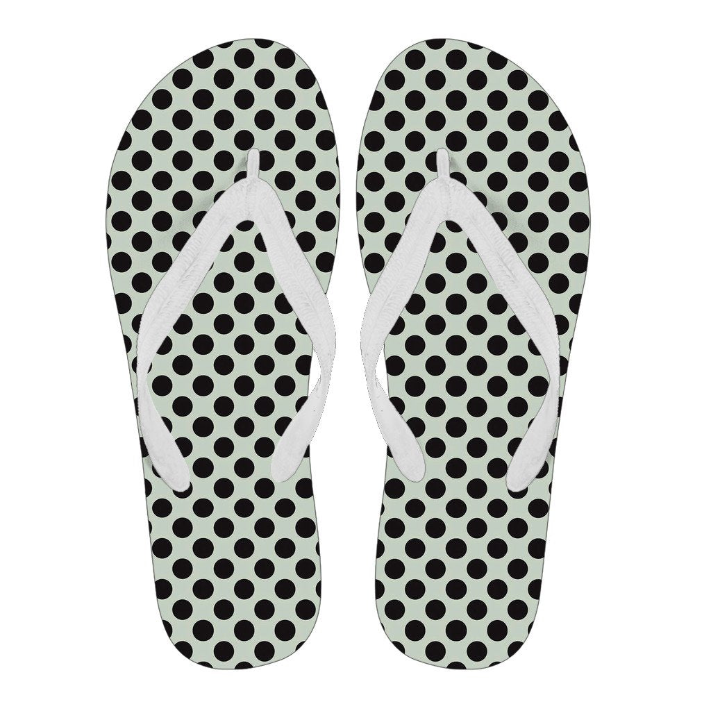 Vintage White Black Polka dot Pattern Print Men & Women Flip Flops-grizzshop