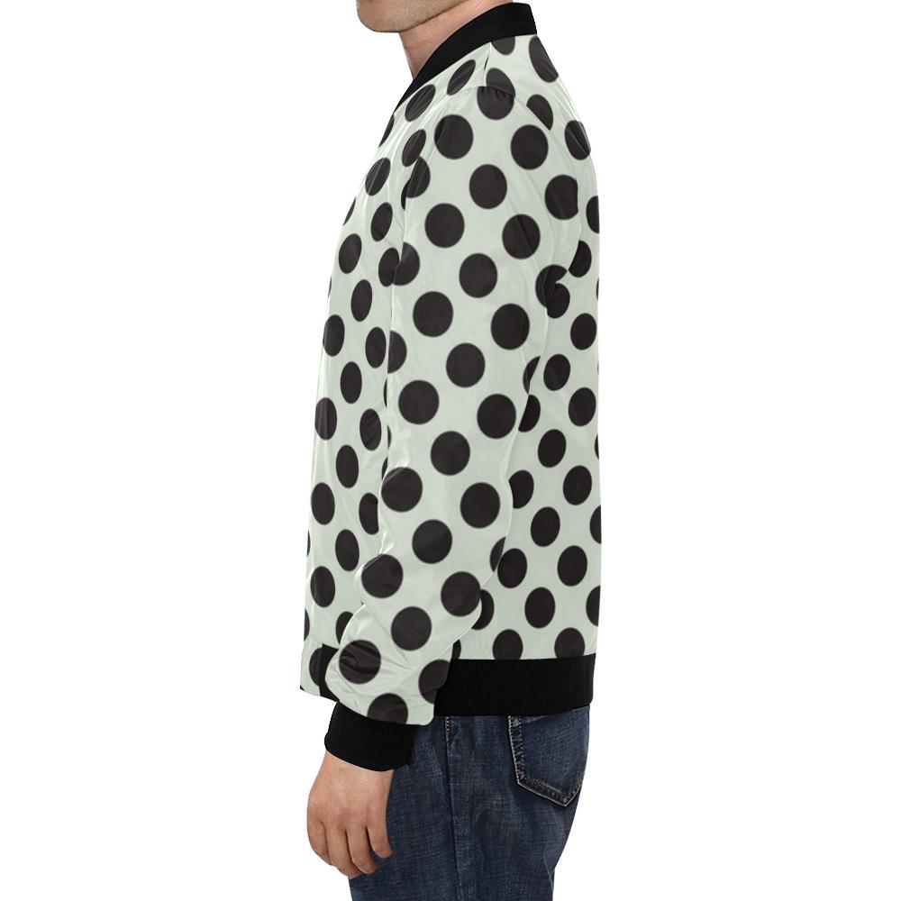 Vintage White Black Polka dot Pattern Print Men's Bomber Jacket-grizzshop
