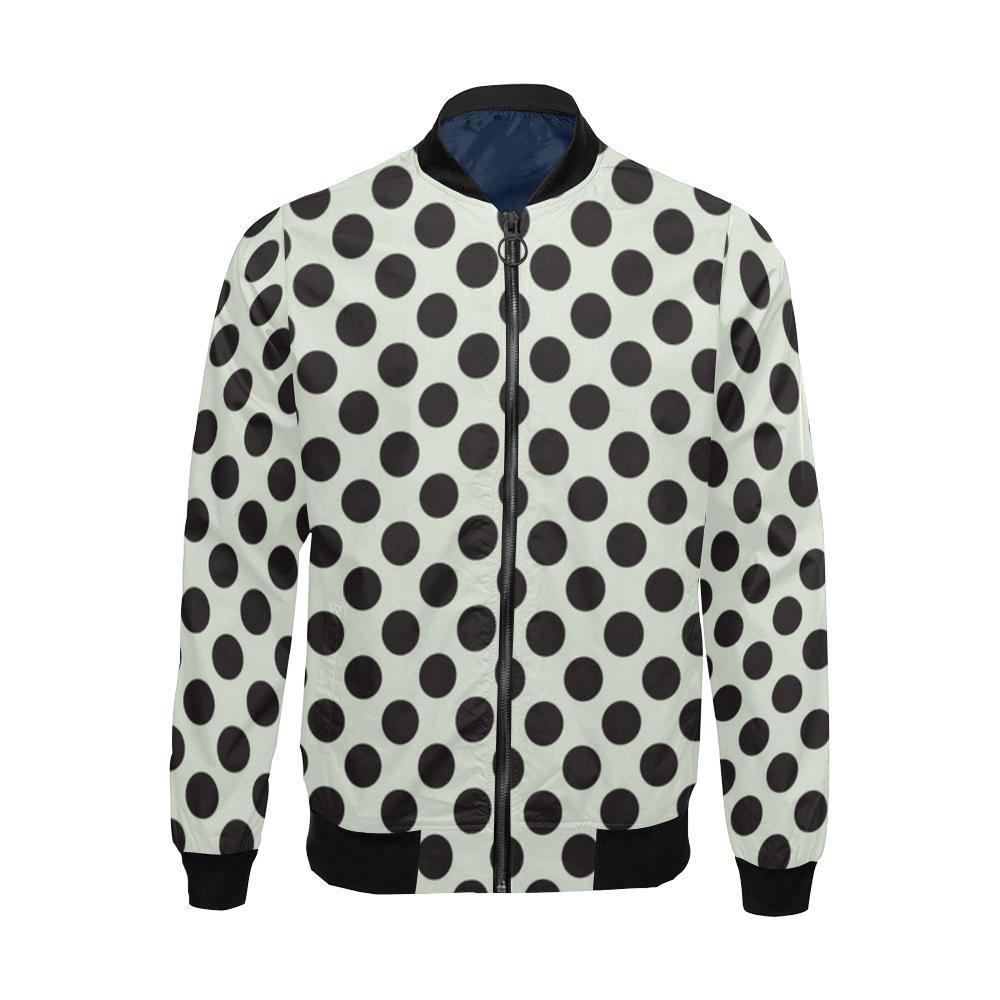 Vintage White Black Polka dot Pattern Print Men's Bomber Jacket-grizzshop