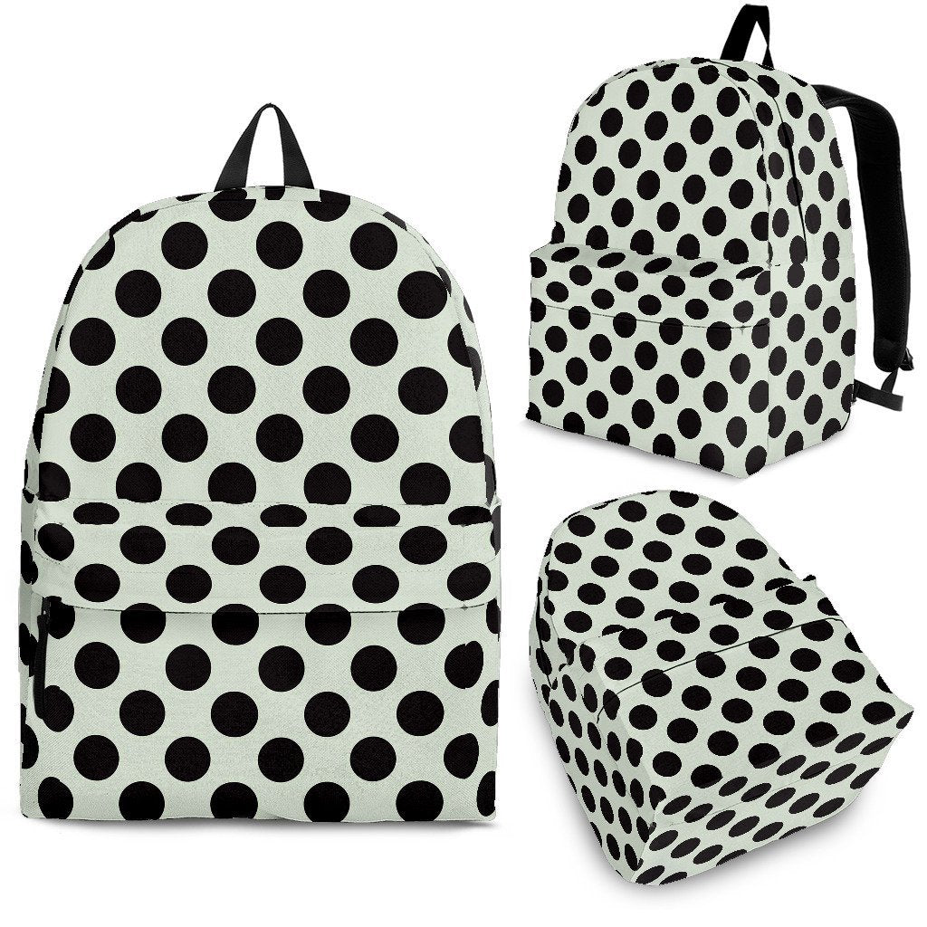 Vintage White Black Polka dot Pattern Print Premium Backpack-grizzshop