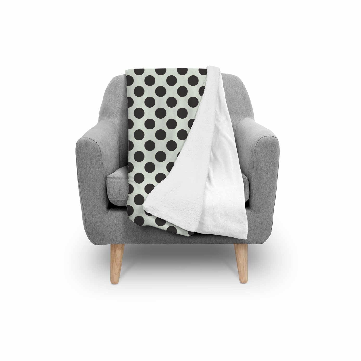Vintage White Black Polka dot Pattern Print Throw Blanket-grizzshop