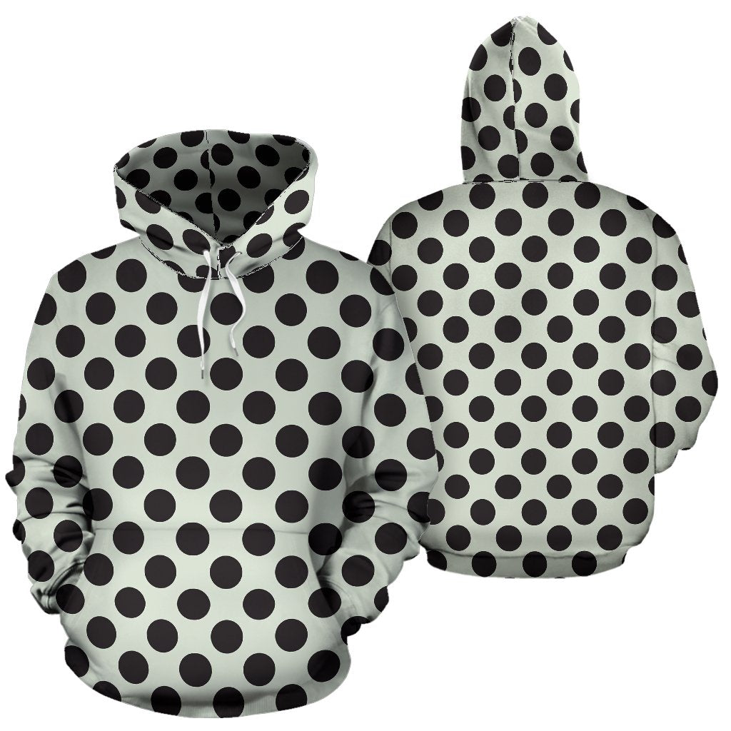Vintage White Black Polka dot Pattern Print Women Men Pullover Hoodie-grizzshop