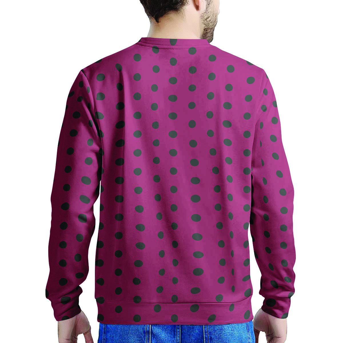 Vintage Black And Pink Tiny Polka Dot Men's Sweatshirt-grizzshop