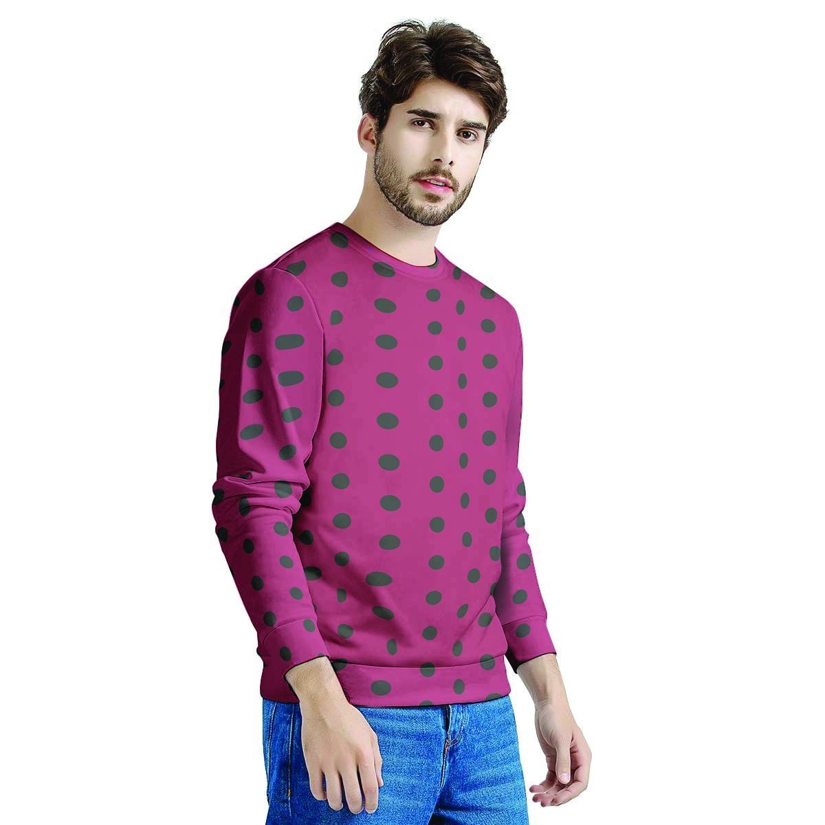 Vintage Black And Pink Tiny Polka Dot Men's Sweatshirt-grizzshop