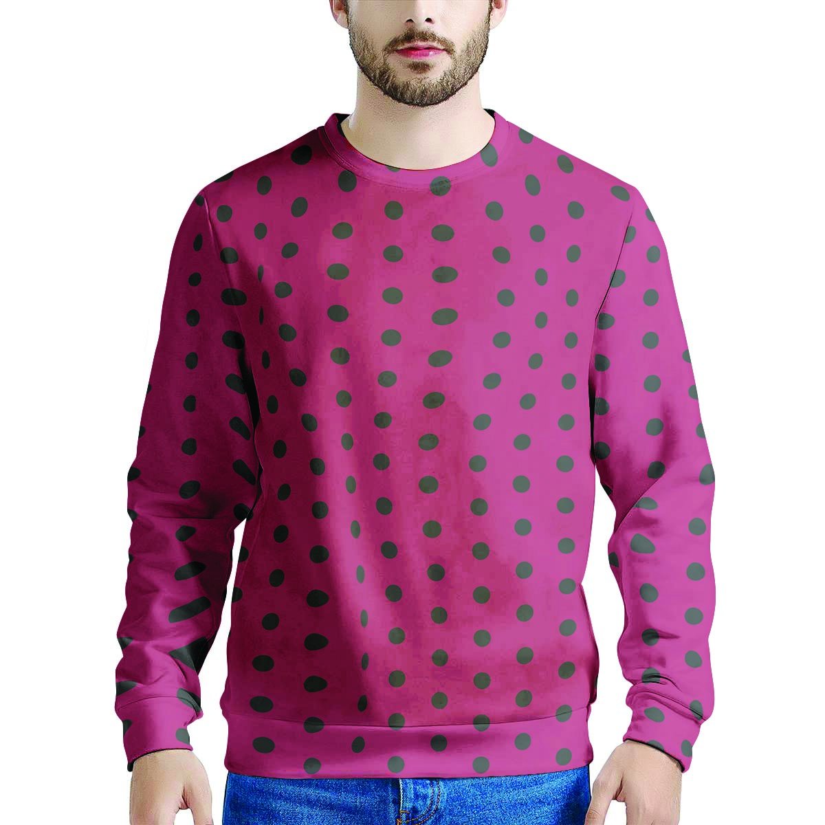 Vintage Black And Pink Tiny Polka Dot Men's Sweatshirt-grizzshop