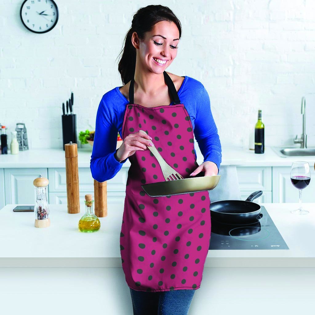 Vintage Black And Pink Tiny Polka Dot Women's Apron-grizzshop
