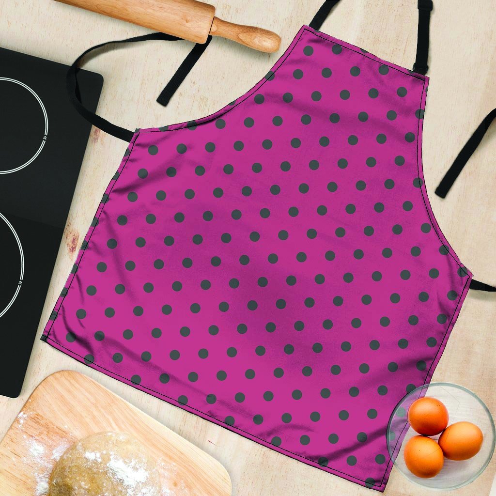 Vintage Black And Pink Tiny Polka Dot Women's Apron-grizzshop