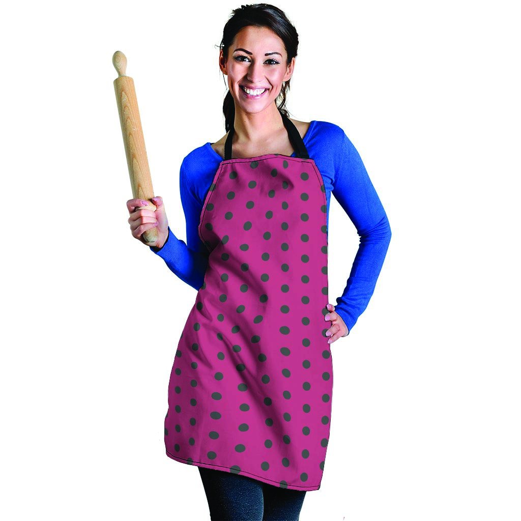 Vintage Black And Pink Tiny Polka Dot Women's Apron-grizzshop