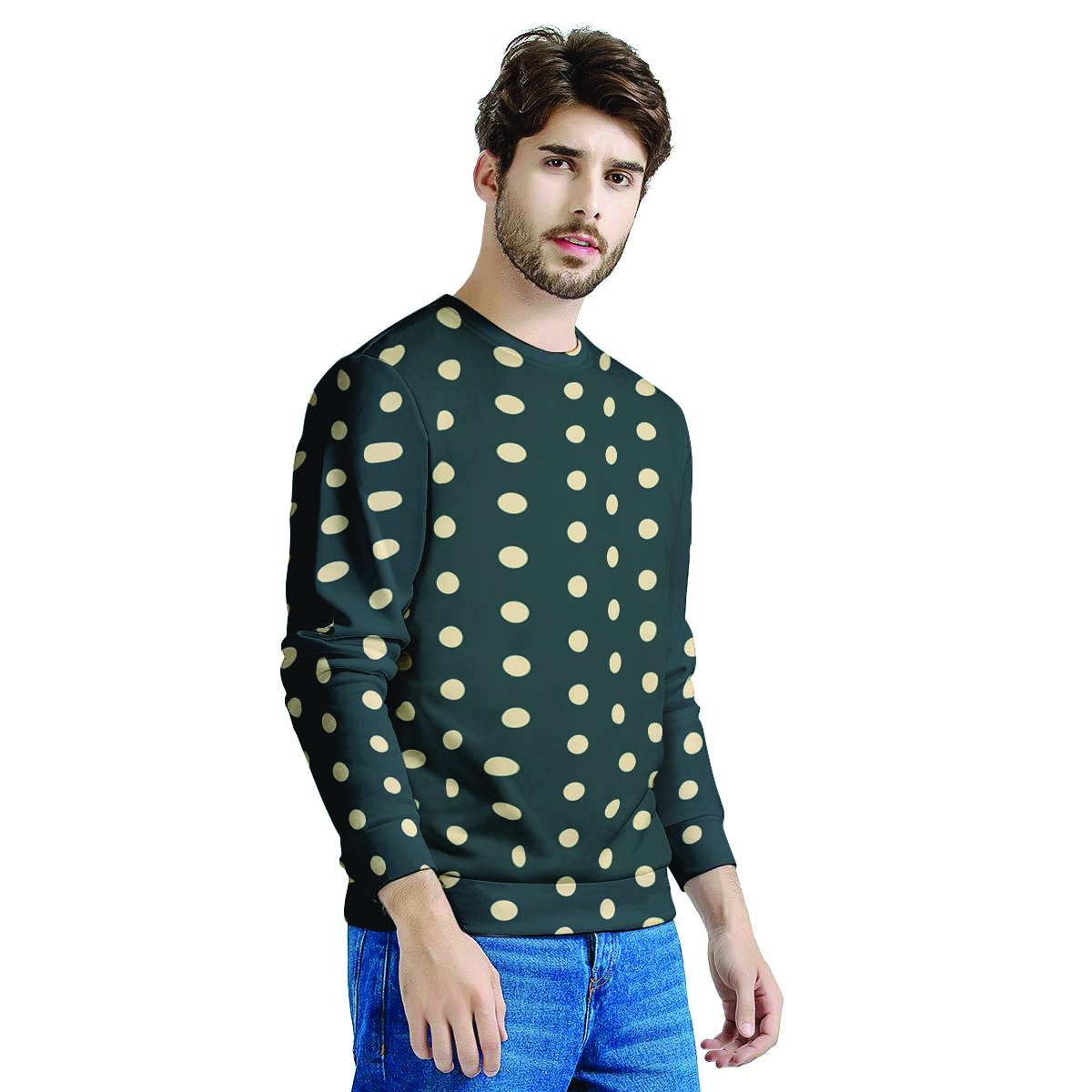 Vintage Black Tiny Polka Dot Men's Sweatshirt-grizzshop