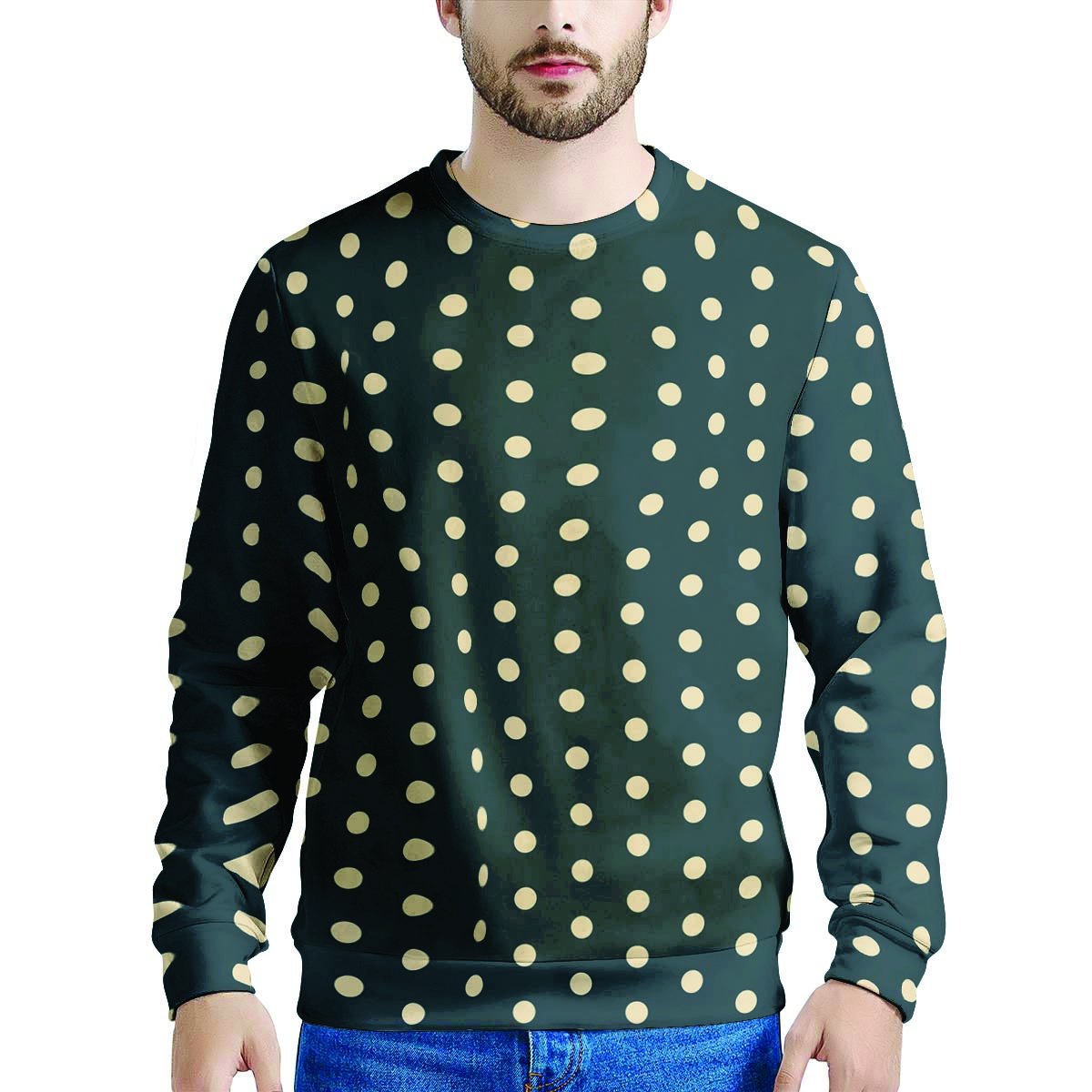Vintage Black Tiny Polka Dot Men's Sweatshirt-grizzshop