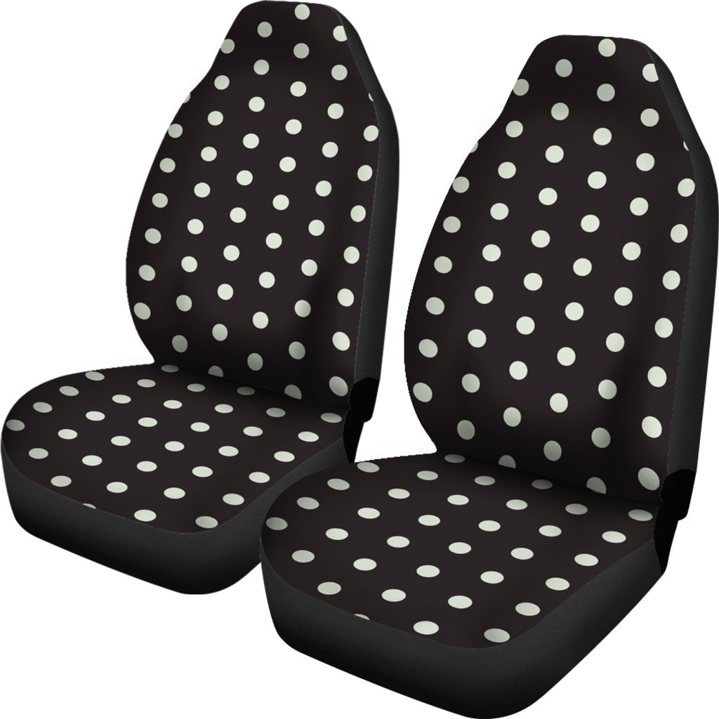 Vintage Black White Polka dot Universal Fit Car Seat Cover-grizzshop