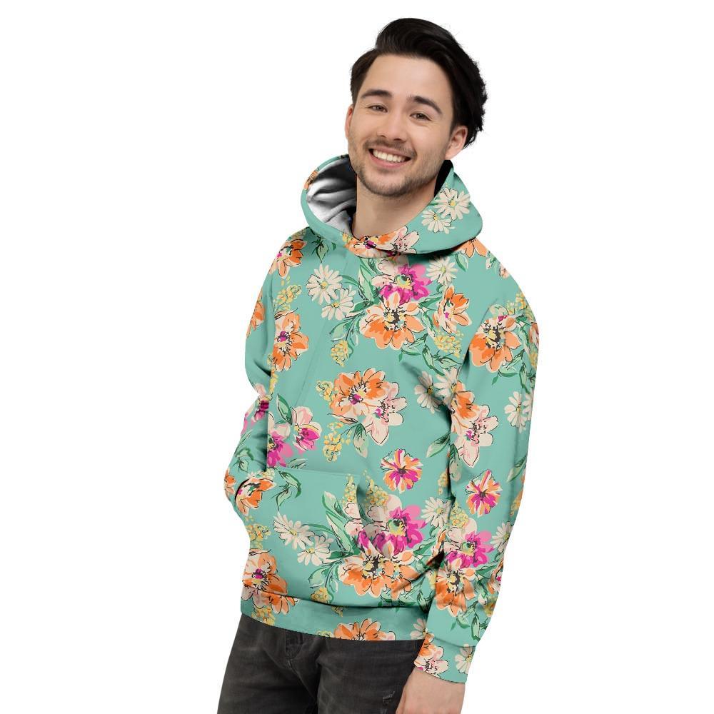 Vintage Pastel Floral Print Men's Hoodie-grizzshop