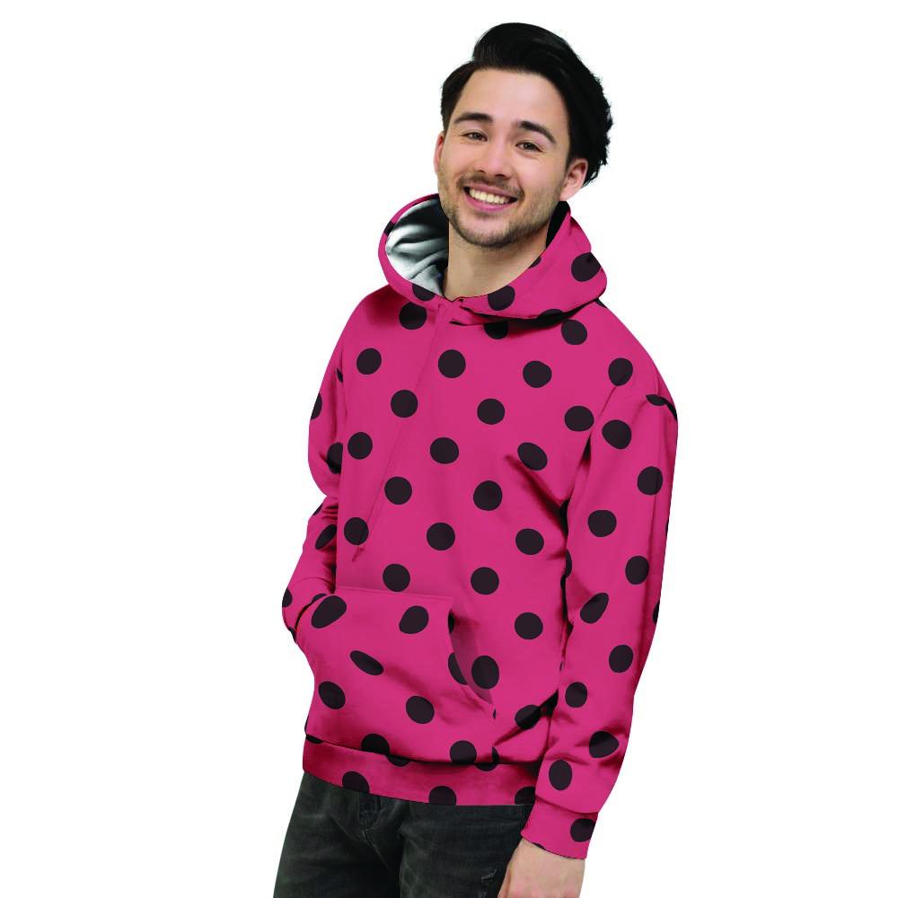 Vintage Pink And Black Polka Dot Men's Hoodie-grizzshop