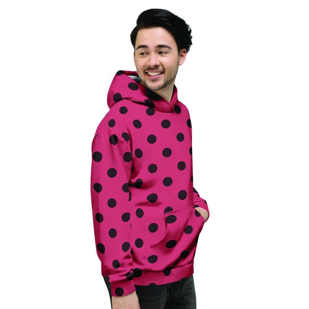 Vintage Pink And Black Polka Dot Men's Hoodie-grizzshop