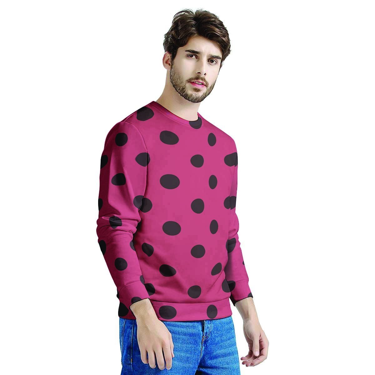 Vintage Pink And Black Polka Dot Men's Sweatshirt-grizzshop