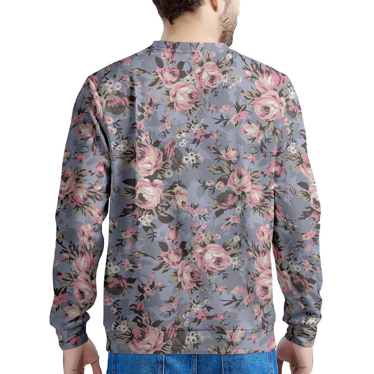 Vintage Pink Rose Flower Print Men's Sweatshirt-grizzshop