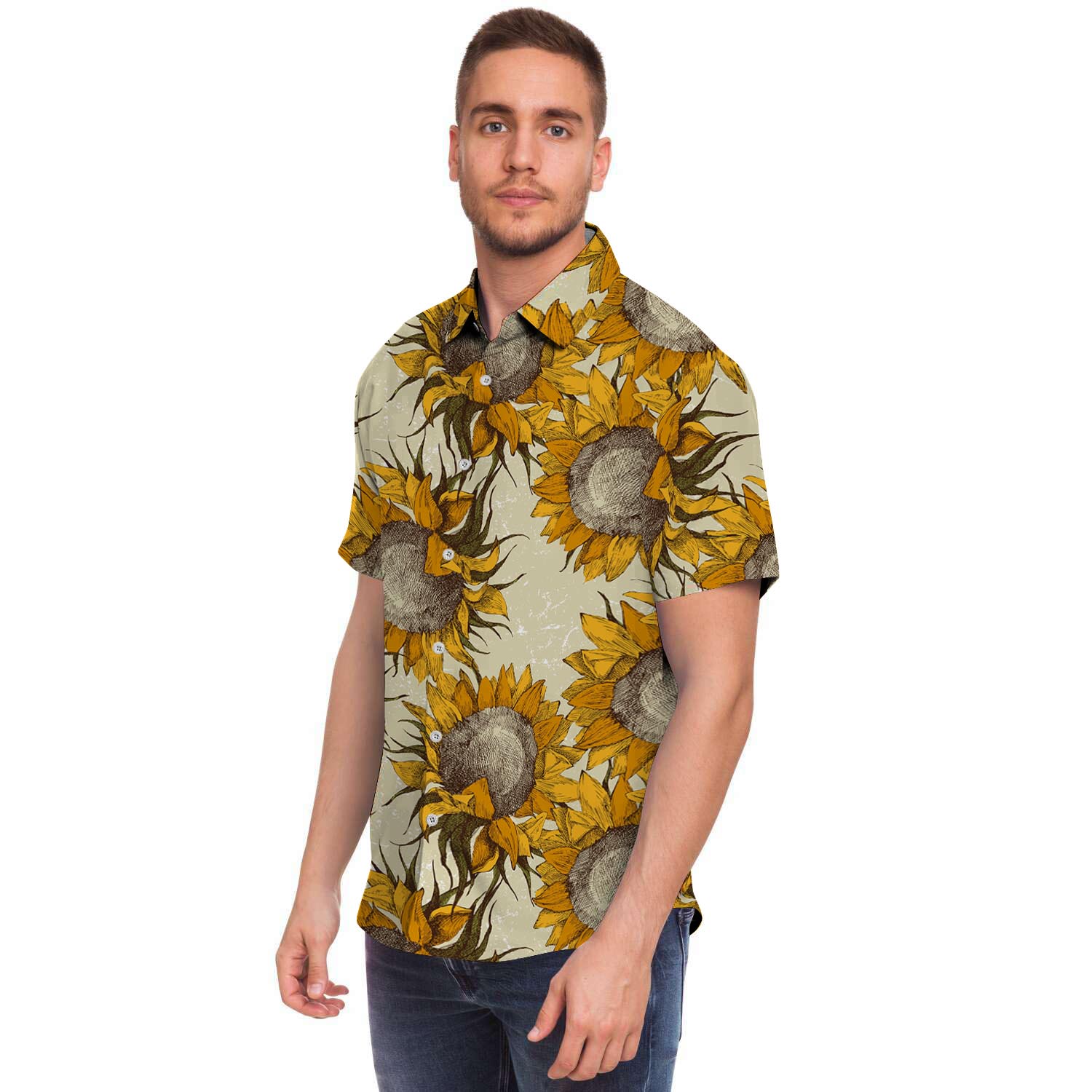 Vintage Sunflower Men's Short Sleeve Shirt-grizzshop