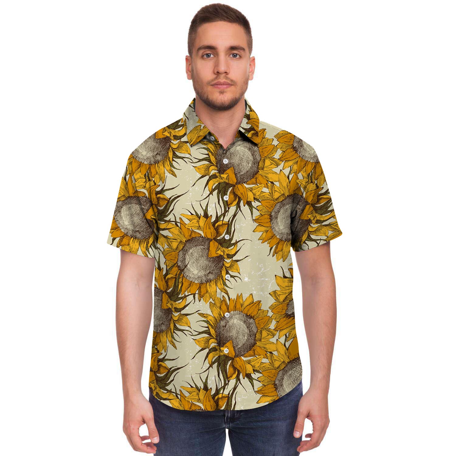 Vintage Sunflower Men's Short Sleeve Shirt-grizzshop