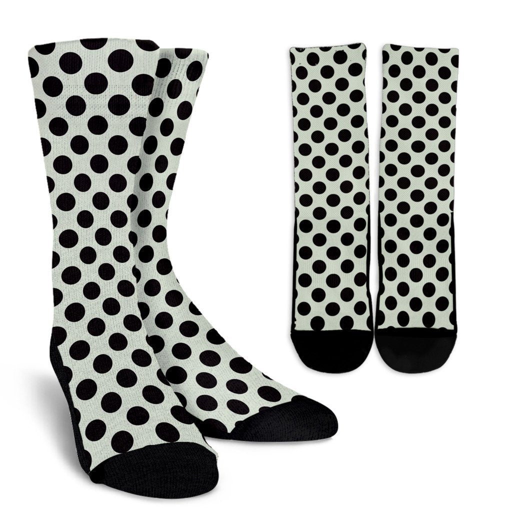 Vintage White Black Polka dot Pattern Print Unisex Crew Socks-grizzshop