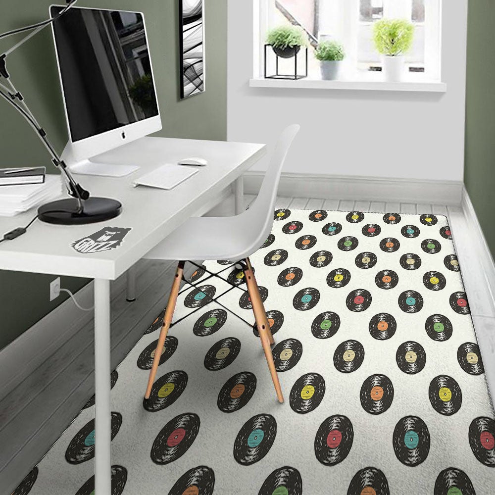 Vinyl Record Hand Drawn Print Pattern Floor Mat-grizzshop