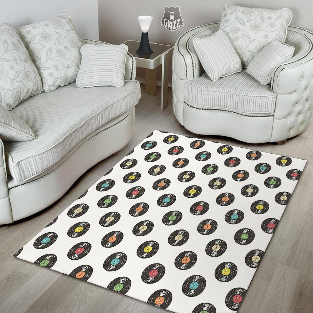 Vinyl Record Hand Drawn Print Pattern Floor Mat-grizzshop