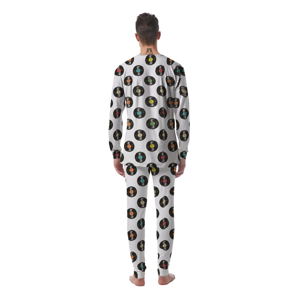 Vinyl Record Hand Drawn Print Pattern Men's Pajamas-grizzshop