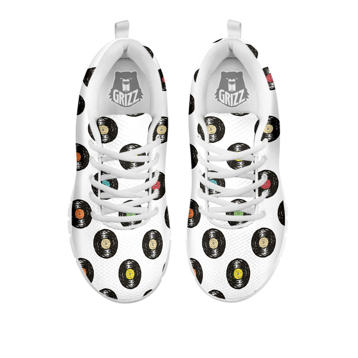 Vinyl Record Hand Drawn Print Pattern White Sneaker-grizzshop