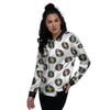 Vinyl Record Hand Drawn Print Pattern Women's Bomber Jacket-grizzshop