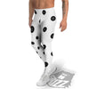 Vinyl White And Black Print Pattern Men's Leggings-grizzshop