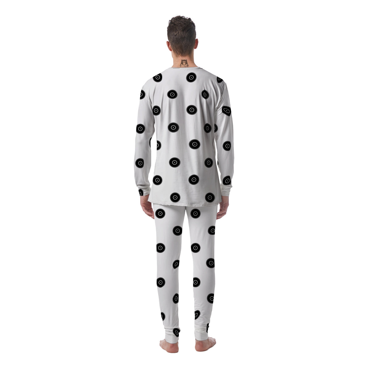 Vinyl White And Black Print Pattern Men's Pajamas-grizzshop