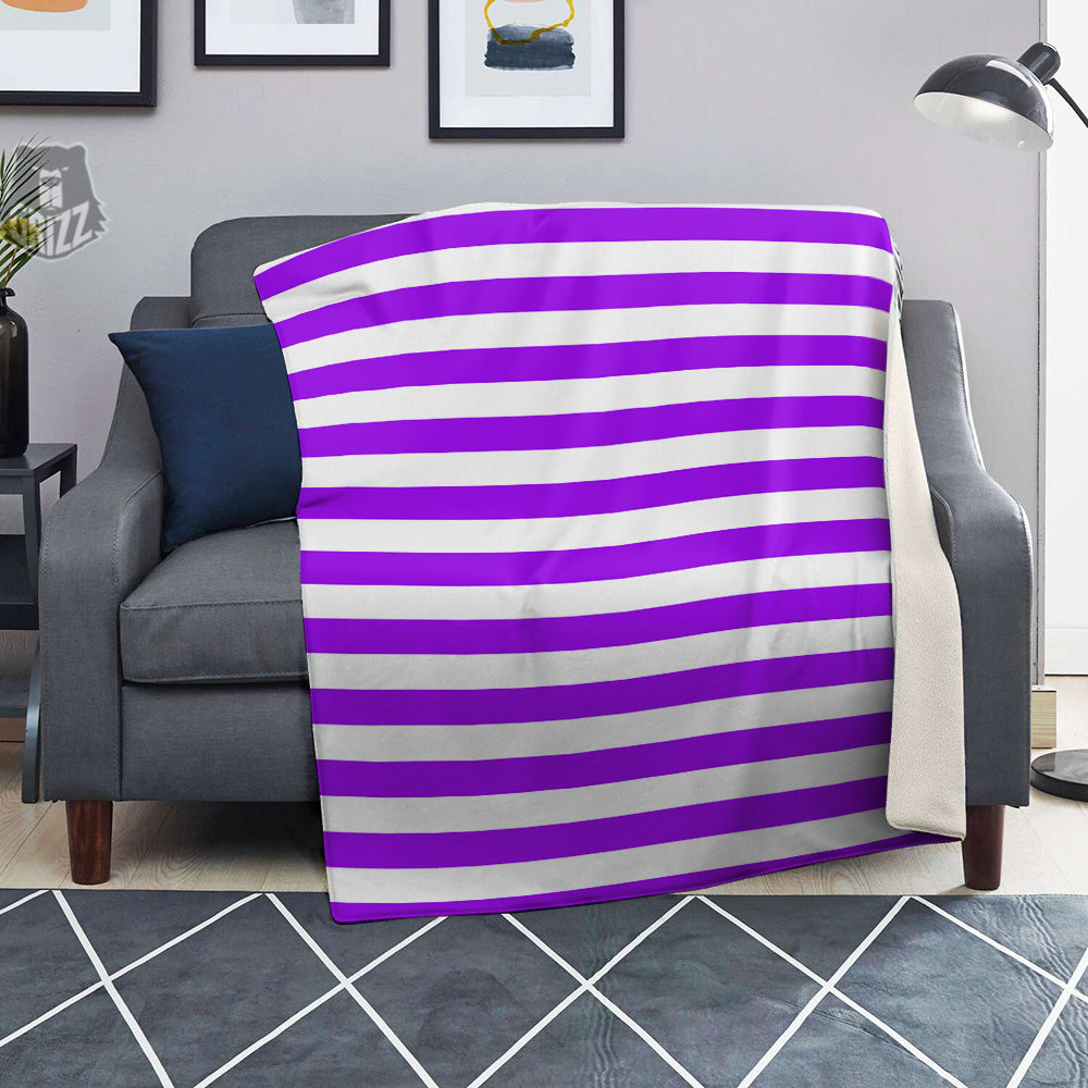 Violet Color Striped Print Blanket-grizzshop