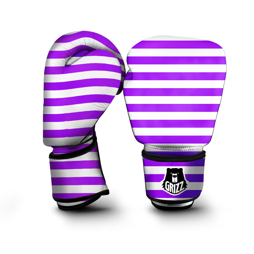 Violet Color Striped Print Boxing Gloves-grizzshop