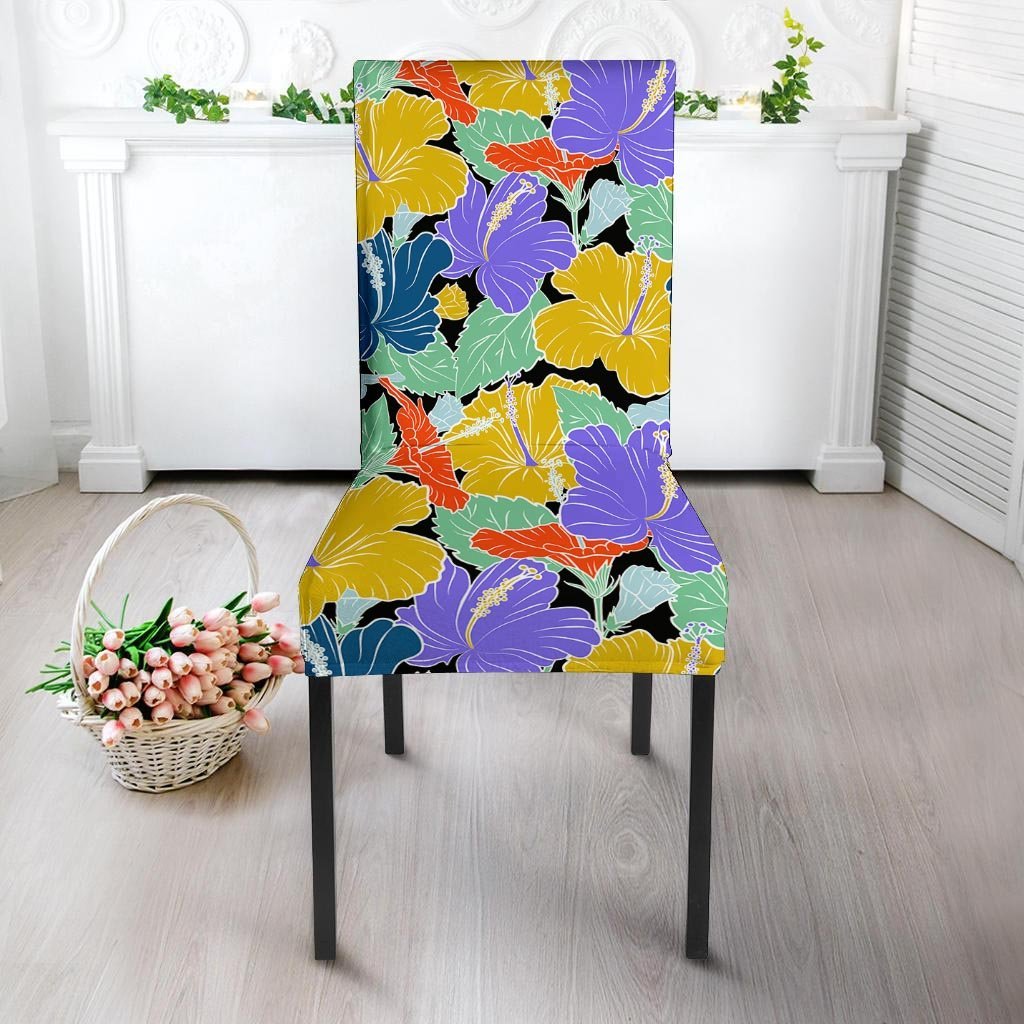 Violet Hibiscus Flower Hawaiian Print Chair Cover-grizzshop