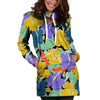 Violet Hibiscus Flower Hawaiian Print Hoodie Dress-grizzshop