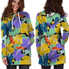 Violet Hibiscus Flower Hawaiian Print Hoodie Dress-grizzshop