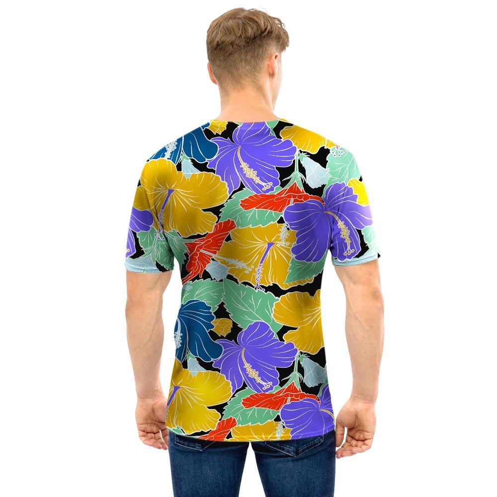 Violet Hibiscus Flower Hawaiian Print Men T Shirt-grizzshop