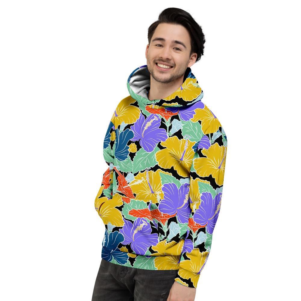 Violet Hibiscus Flower Hawaiian Print Men's Hoodie-grizzshop