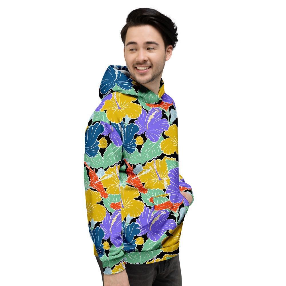 Violet Hibiscus Flower Hawaiian Print Men's Hoodie-grizzshop