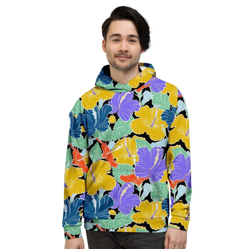 Violet Hibiscus Flower Hawaiian Print Men's Hoodie-grizzshop