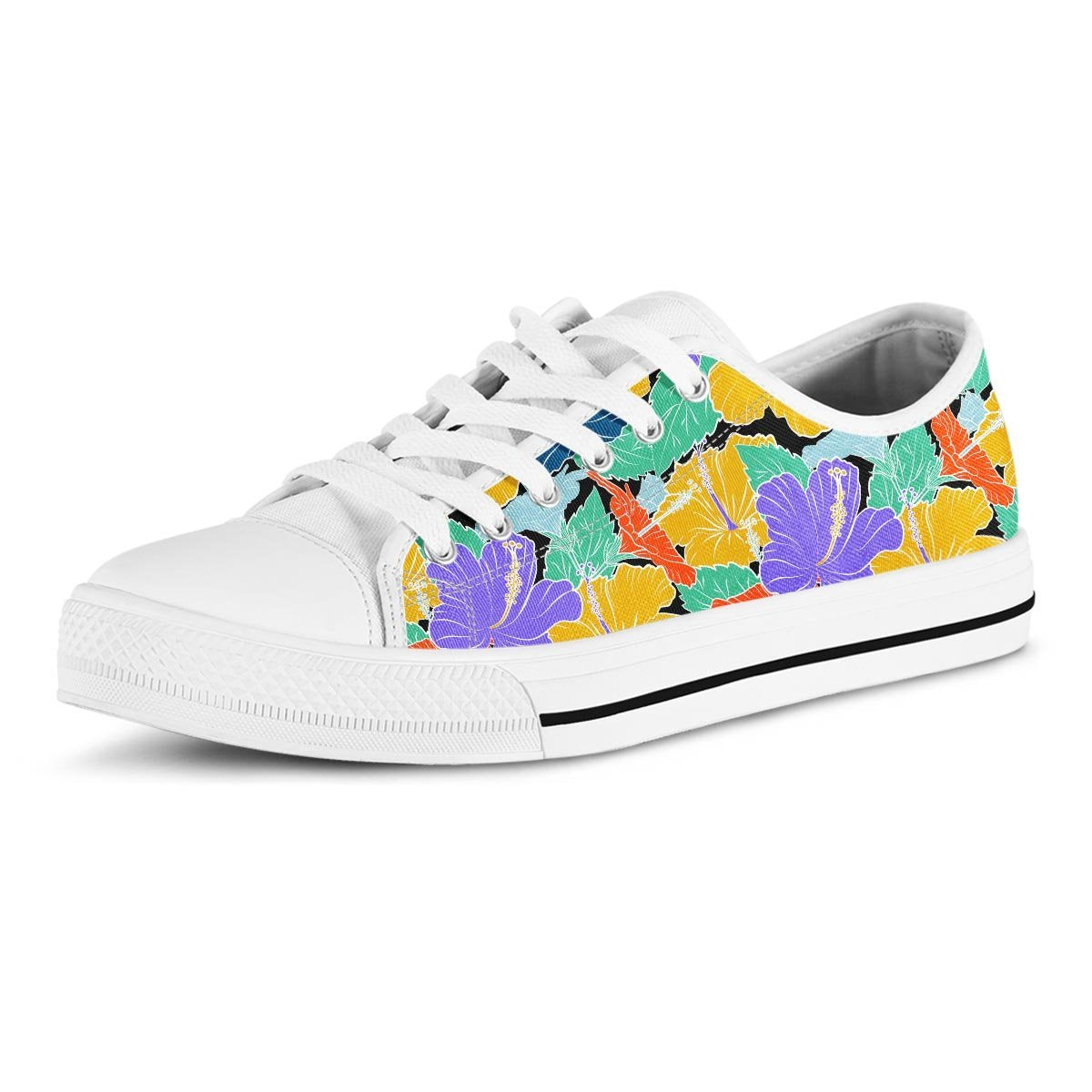 Violet Hibiscus Flower Hawaiian Print Men's Low Top Shoes-grizzshop